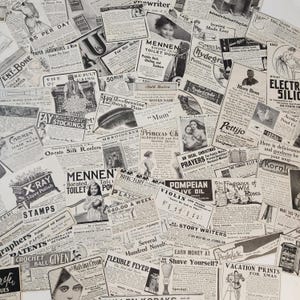 Random pick 50 antique Victorian ads early 1900&#39;s Women&#39;s magazine ads advertising vintage paper art supplies ephemera lot