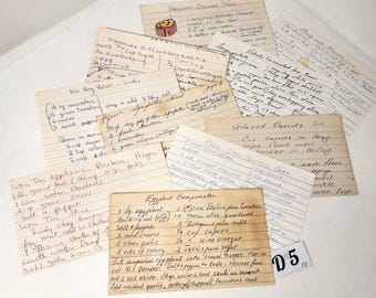 10 vintage recipe cards handwritten recipes estate lot vintage paper art supplies ephemera lot collage junk journal D5