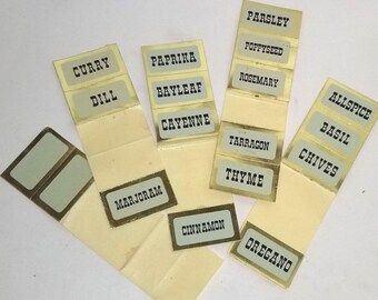18 vintage spice jar labels unused with gold trim Vintage paper art supplies ephemera lot