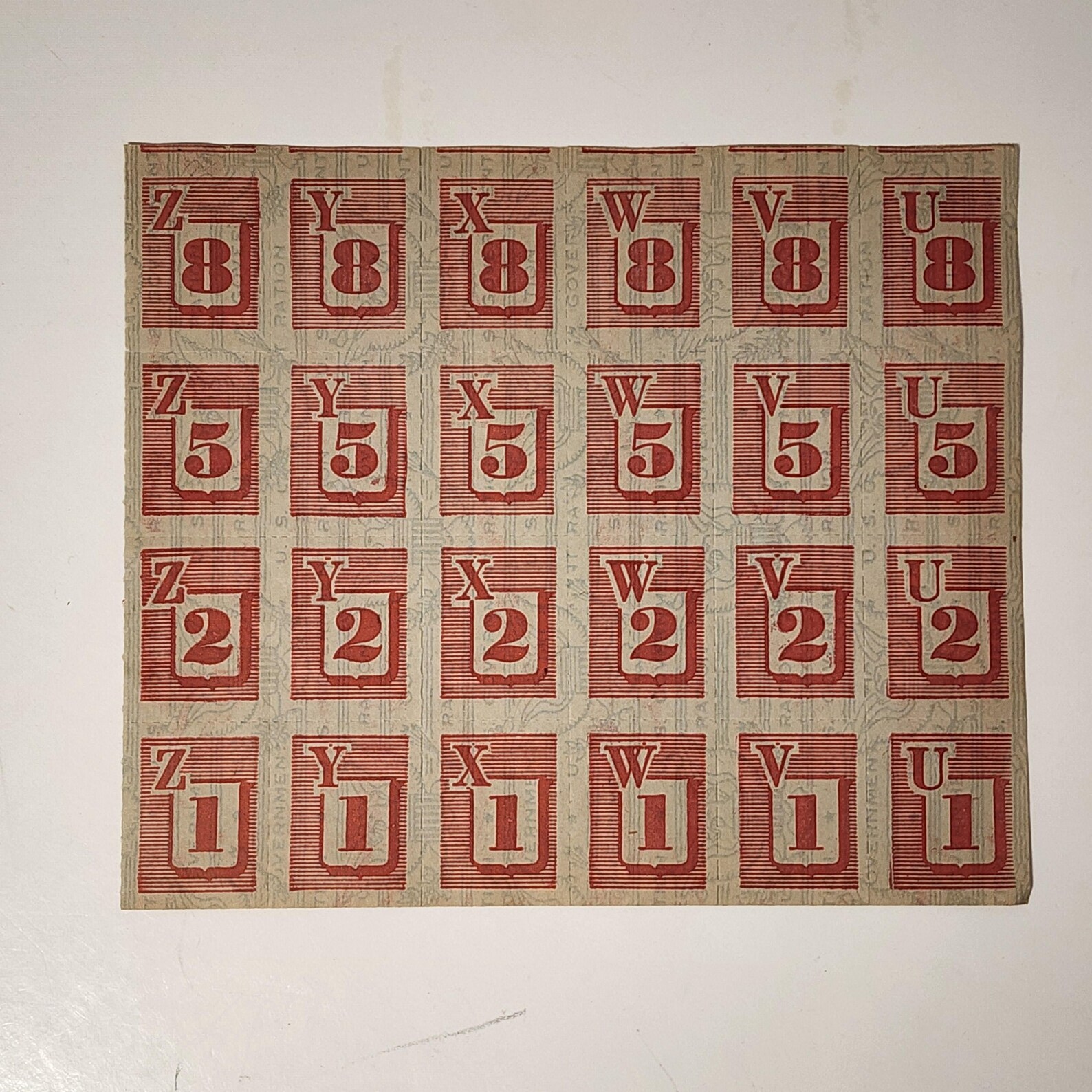 Red Stamps Ration Rare! One Full Red Stamp Sheet WWII Era Ration Stamp Page 24 World War ...