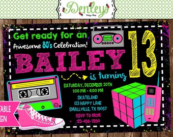 80s invite etsy