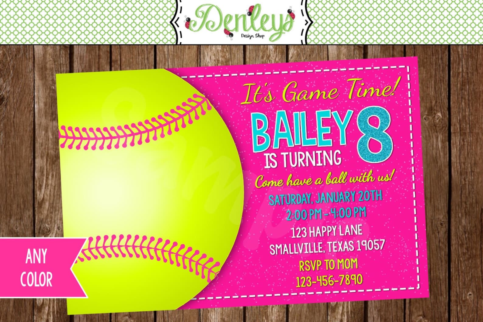 Softball Printable Invitation Softball Invite Softball Party | Etsy