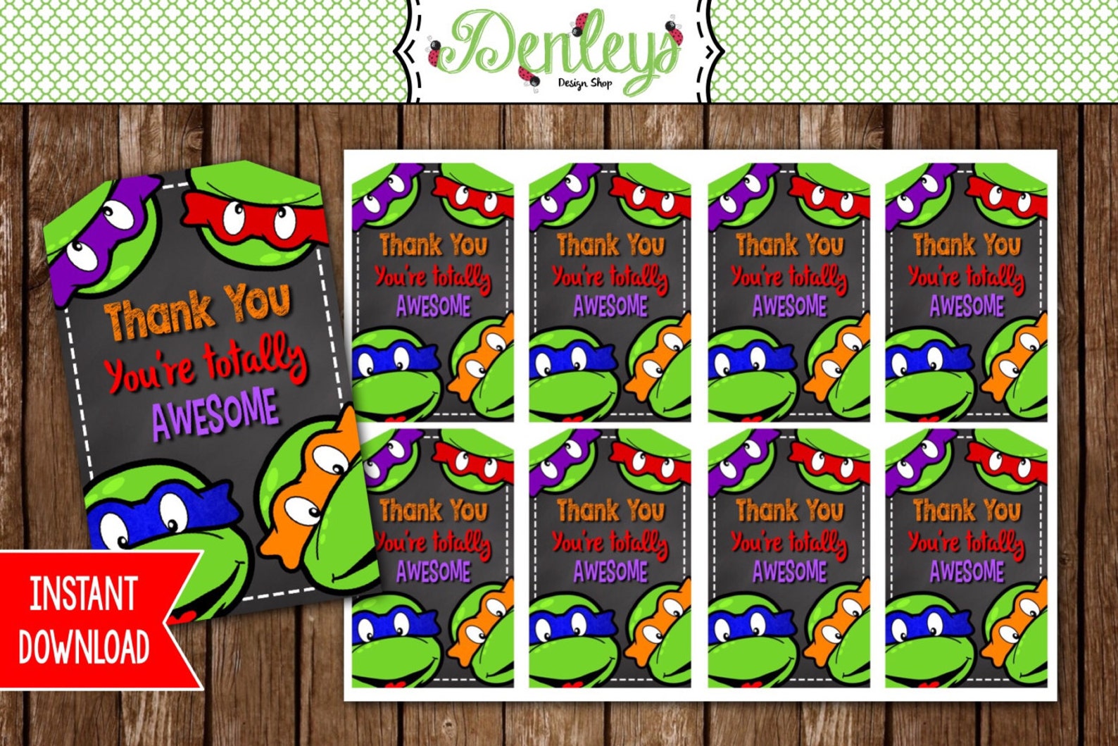 INSTANT DOWNLOAD: Ninja Turtle Favor Tags NT09 - Etsy