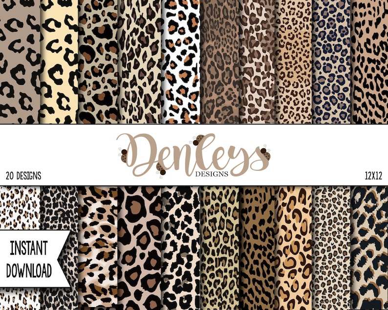 INSTANT DOWNLOAD: Leopard Print Digital Paper, Scrapbook Paper, 12x12, Commercial Use, Digital Paper, 300 DPI,  Leopard Print (DP04) 