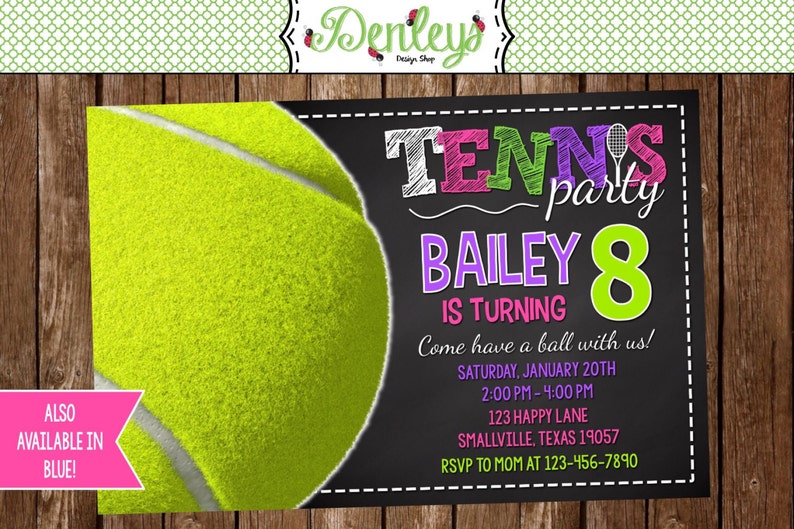 Tennis Birthday Invitation TB02 image 1