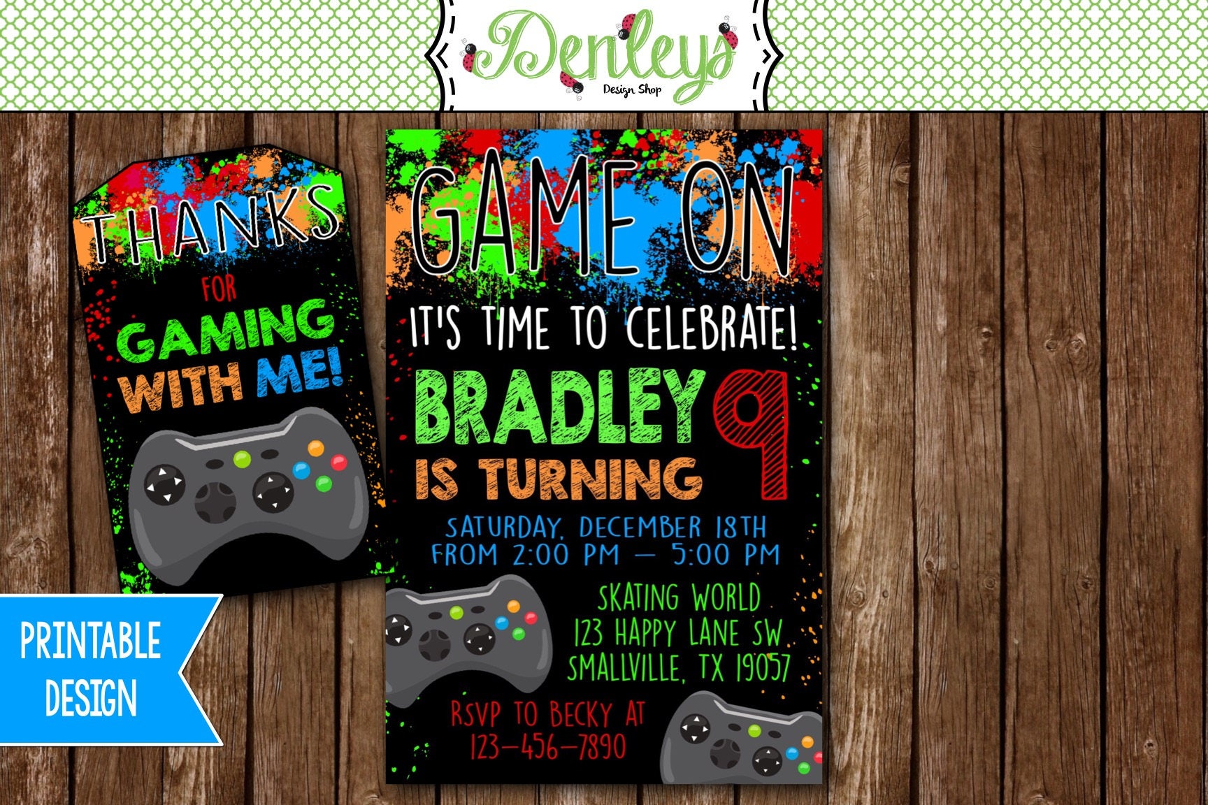 Video Game Printable Invitation, Video Game Party, Gamer Party, Game ...
