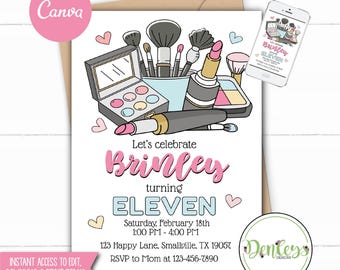 Convite de Maquiagem Festa de Maquiagem Tema de Maquiagem Spa Convite de Maquiagem Glam Convite Glam Festa Glam Convite de Maquiagem para Adolescentes Tema de Spa Tema Glam