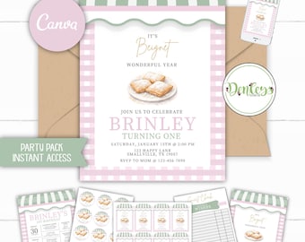 It’s Beignet Wonderful Year Birthday Party Pack, Beignet First Birthday, New Orleans Theme, Editable Canva Invitation, Welcome Sign Bundle