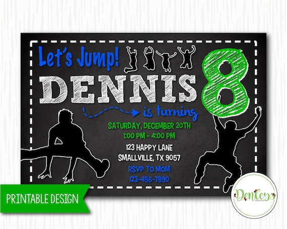 Jump Printable Invitation Jumping Invitation Trampoline Park | Etsy