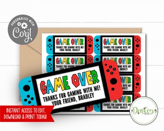 Video Game Tags Corjl Video Game Thank you tags Game Over Video Game Gift Tags Video Gaming Party Favors Gaming Game Truck Instant Access
