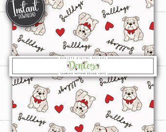 INSTANT DOWNLOAD: Bulldogs Seamless Pattern Bulldog Digital Paper 12x12 300 DPI Bulldog Seamless Digital Design Pattern Seamless Go Bulldogs