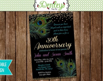 Peacock Anniversary Invitation (PE04)