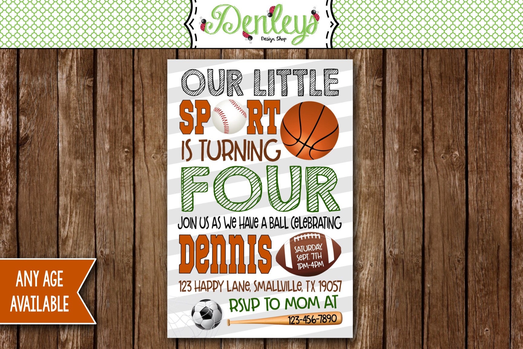 Sports Printable Invitation Sports Party Sports Theme | Etsy