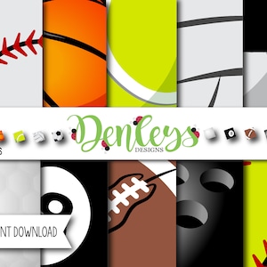 INSTANT DOWNLOAD: Sport Digital Paper, Digital Paper, 12x12 Scrapbook Papier, Baseball, Basketball, Fußball, 300 DPI, Sport (DP16)