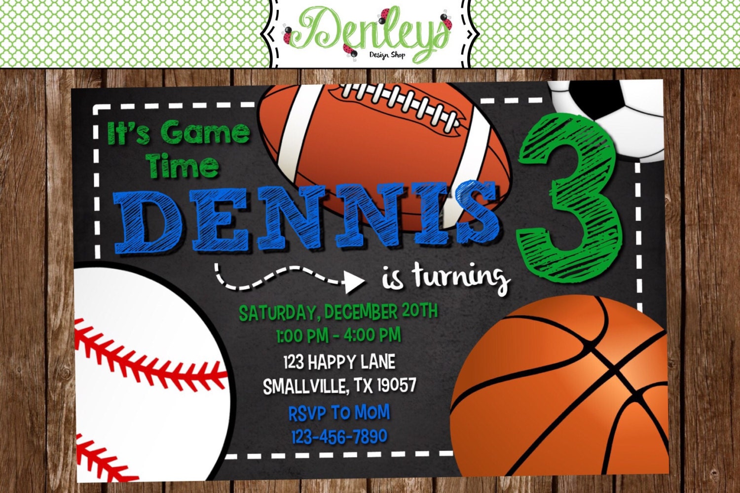 Sports Printable Invitation SP03 | Etsy