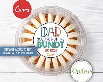 Dad Bundt Cake Tag Canva Nothing Bundt the Best Dad Gift Tag Dad Birthday Gift Tags Father's Day Printable Instant Download Father's Day Tag