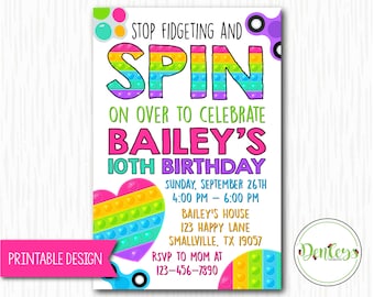 Fidget Party Invitation, Fidget Theme, Spinner, Pop It Party, Pop It Invitation, Pop it, Fidget Invitation, Pop It Fidget, Fidgets (FI10)