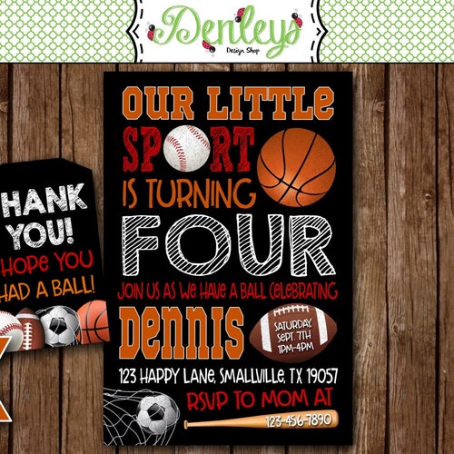 Sports Printable Invitation Sports Party Sports Theme - Etsy