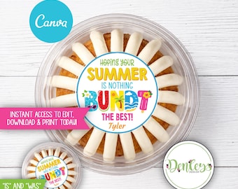 Summer Nothing Bundt Cake Gift Tag Editable Canva Template Printable Teacher Gift Coworker Gift Employee Appreciation Gift Bundt Cake Tags