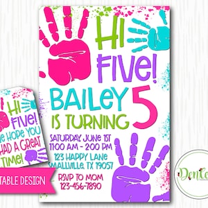 Hi Five, High Five, Birthday Invitation, High Five, Fifth, 5th, Five Year Old Party, Five Theme, Hi Five Party, High Five Theme (HF05)