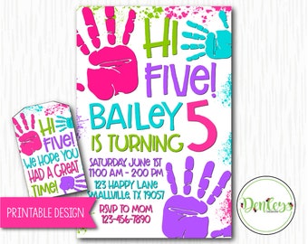 Hi Five, High Five, Birthday Invitation, High Five, Fifth, 5th, Five Year Old Party, Five Theme, Hi Five Party, High Five Theme (HF05)