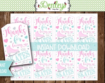 INSTANT DOWNLOAD: Ice Skating Thank You Tags, Ice Skating Favor Tags, Ice Skating Gift Tags, Ice Skating Party (IS01)