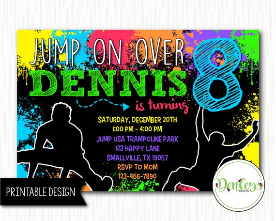 Jump Printable Invitation Bounce Party Trampoline Party | Etsy