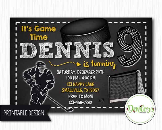 Hockey Printable Invitation Hockey Party Hockey Theme | Etsy