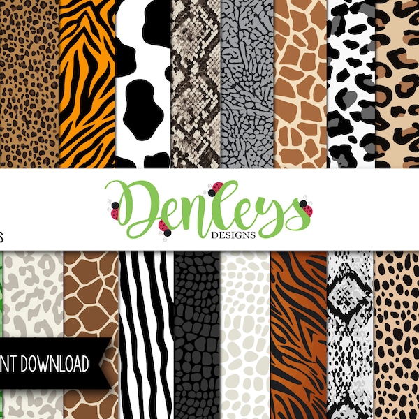 INSTANT DOWNLOAD: Animal Print Digital Paper, Scrapbook Paper, 12x12, Commercial Use, Digital Paper, 300 DPI, Animal, Leopard Print (DP12)