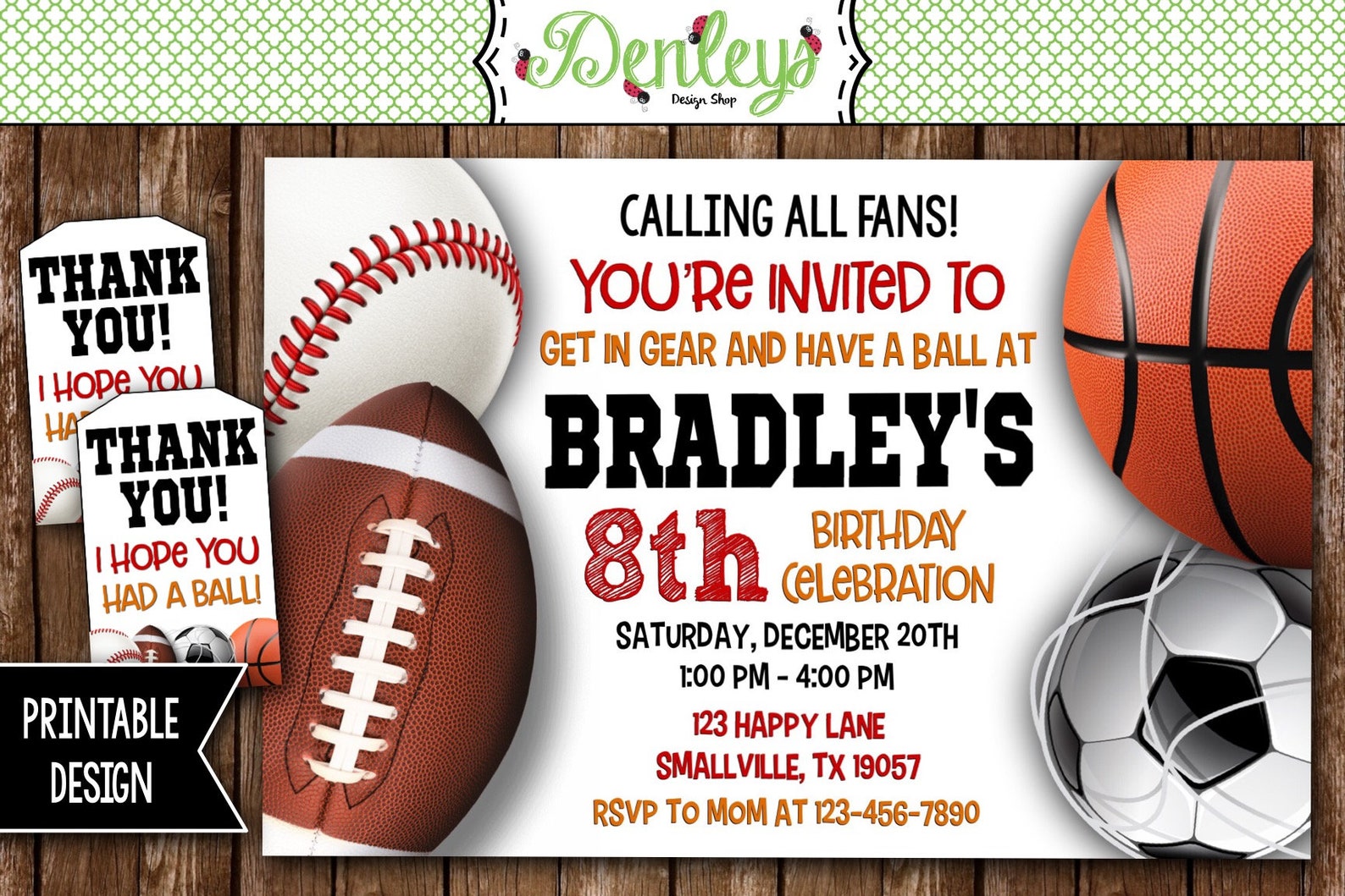 Sports Printable Invitation Sports Party Sports Theme | Etsy
