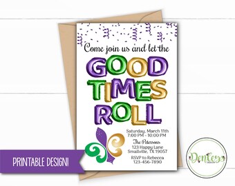 Mardi Gras Invitation Nola Bride Nola Bachelorette Party Mardi Gras Birthday Invitation Carnival Time Good Times Roll New Orleans Invitation