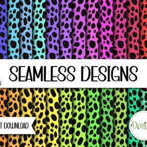 Seamless Neon Leopard Print Digital Paper Scrapbook Paper 12x12 Commercial Use Digital Paper 300 DPI Colorful Neon Leopard Instant Download