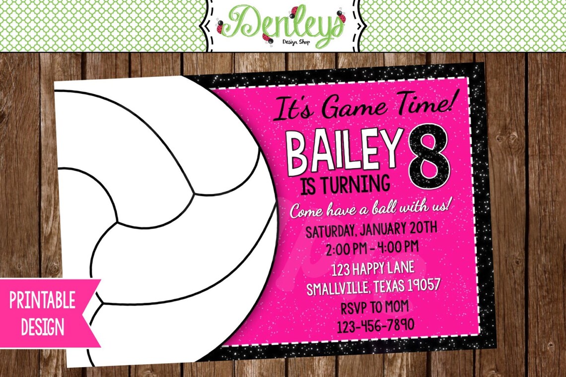 Volleyball Printable Invitation VB01 - Etsy