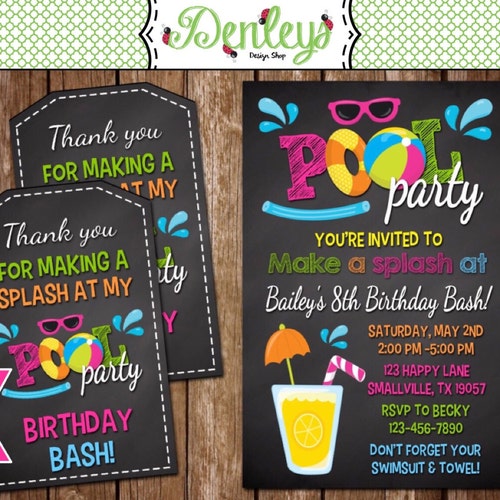Pool Party Birthday Invitation (PO01)
