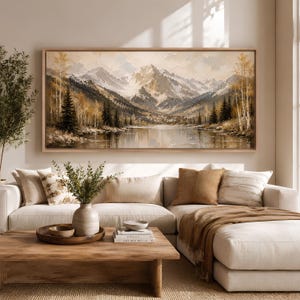 Maroon Bells Wall Art Canvas Print, Colorado Mountain Landscape, Aspen Mountain Lake Painting, Large Framed Canvas, Rustic Wall Decor