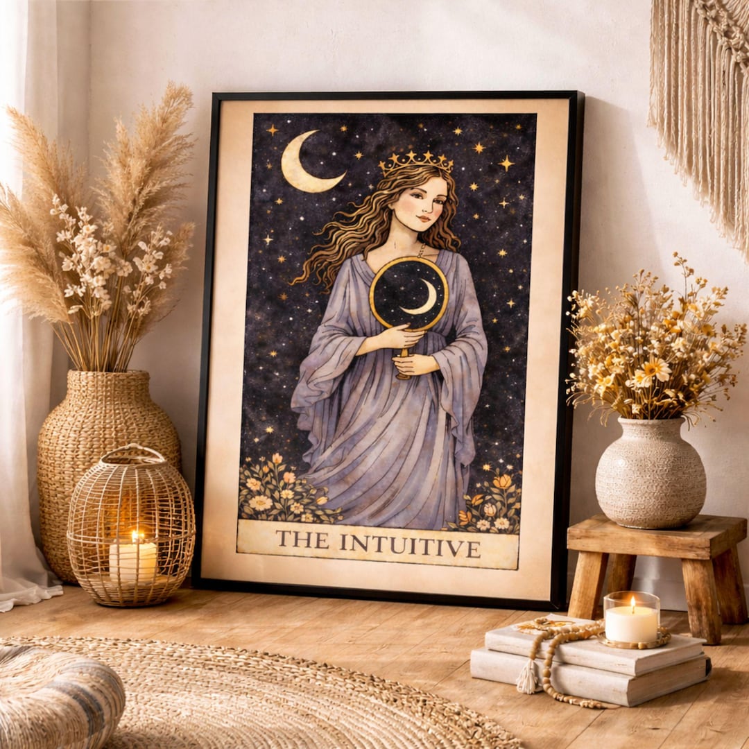 The Intuitive Tarot Wall Art Print, Celestial Moon Tarot Card Poster ...