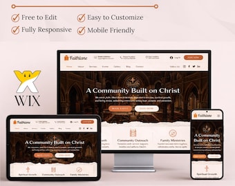 Modern Church Website Template for Wix | Ministry, Sermons & Event Booking Design