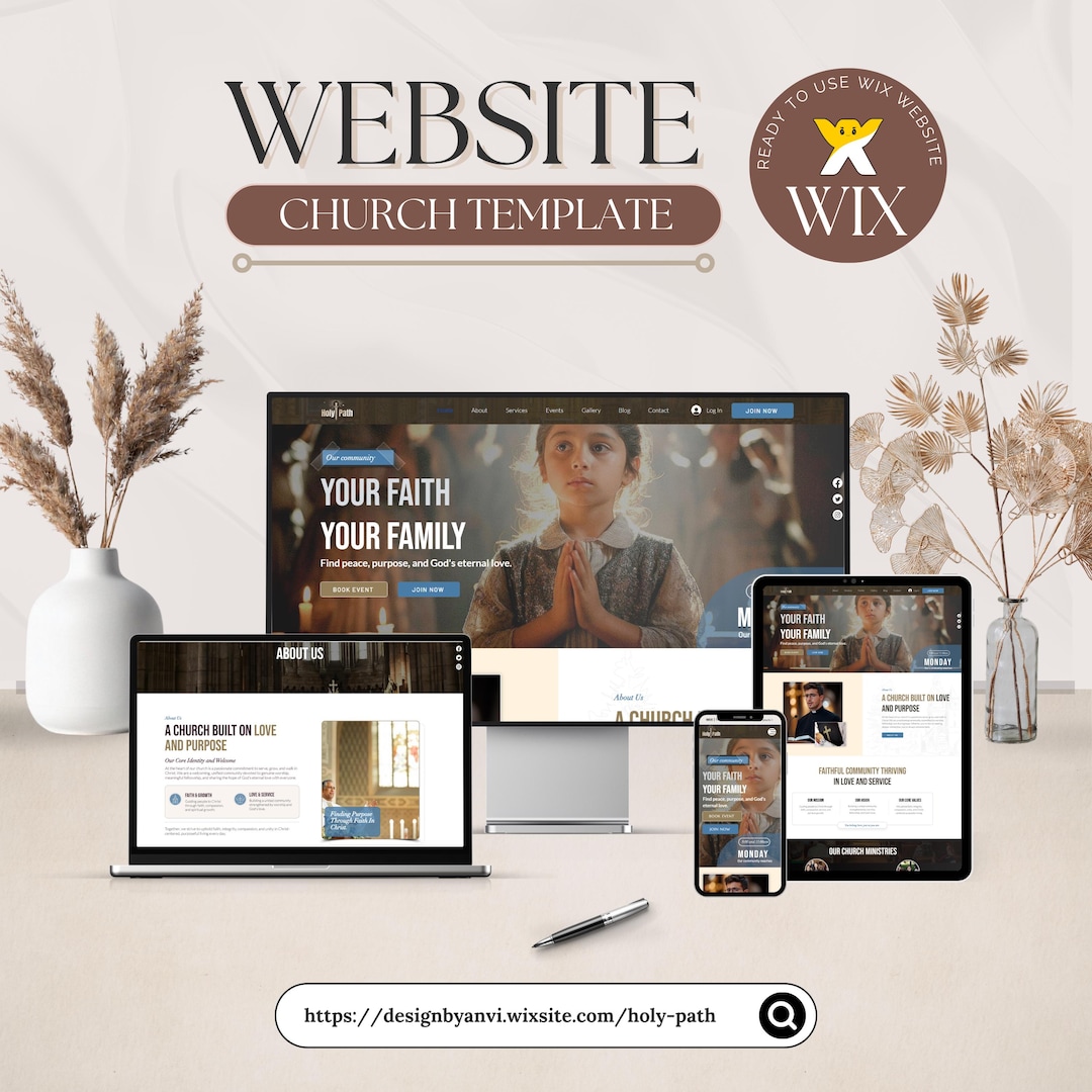 Wix Church Website Template Modern Ministry Design Etsy