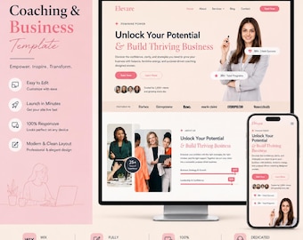 Feminine Coaching Wix Website Template | Business, Mentor, Consultant Online Presence