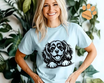 Cocker Spaniel T-Shirt, Minimal Line Art Dog Tee, Comfort Colors