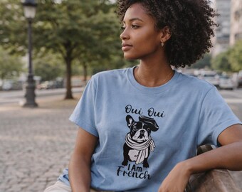 French Bulldog Sketch Shirt, Garment-Dyed Cotton Dog Tee, Unisex Frenchie Apparel