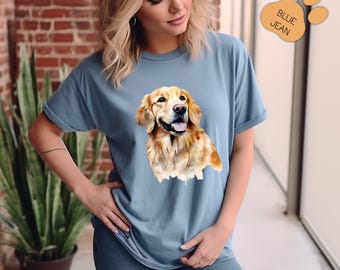 Aquarell Golden Retriever Shirt, Comfort Farben Hundeliebhaber T-Shirt