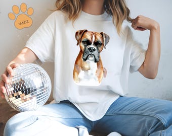 Aquarell Boxer Hund Comfort Colors T-Shirt, minimalistisches grafisches T-Shirt