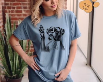 Boxer Hund Illustration T-Shirt, Komfort Farben T-Shirt, Hunde Liebhaber Geschenk