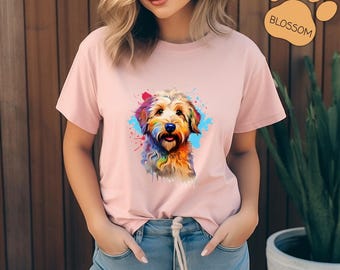 Goldendoodle Art Shirt, Colorful Dog Portrait Comfort Colors Tee