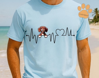 Dachshund Heartbeat Graphic Tee, Weiner Dog Shirt, Unisex Comfort Colors
