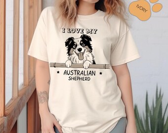 I Love My Australian Shepherd T-Shirt, Comfort Colors Dog Tee