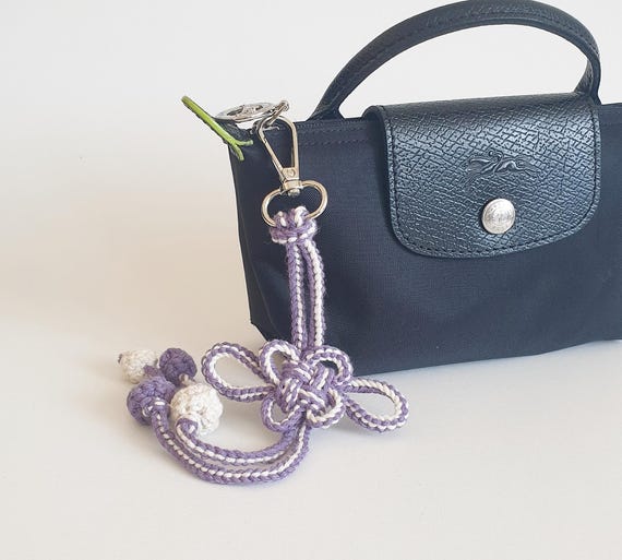 Handmade Korean Knot Bag Charm, Purple Textile Folk Accessory, Soft Textile Adornment