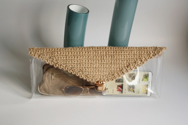 Straw and Clear Pvc Clutch, Straw Flap Pounch, Transparent Jelly Bag