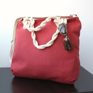 Sailor Red Messenger Bag, Adjustable Cotton Strap, Zipper Tote Bag, Cotton Beach Bag, Valentine Gifts For Her, Gifts For Mom, image 2